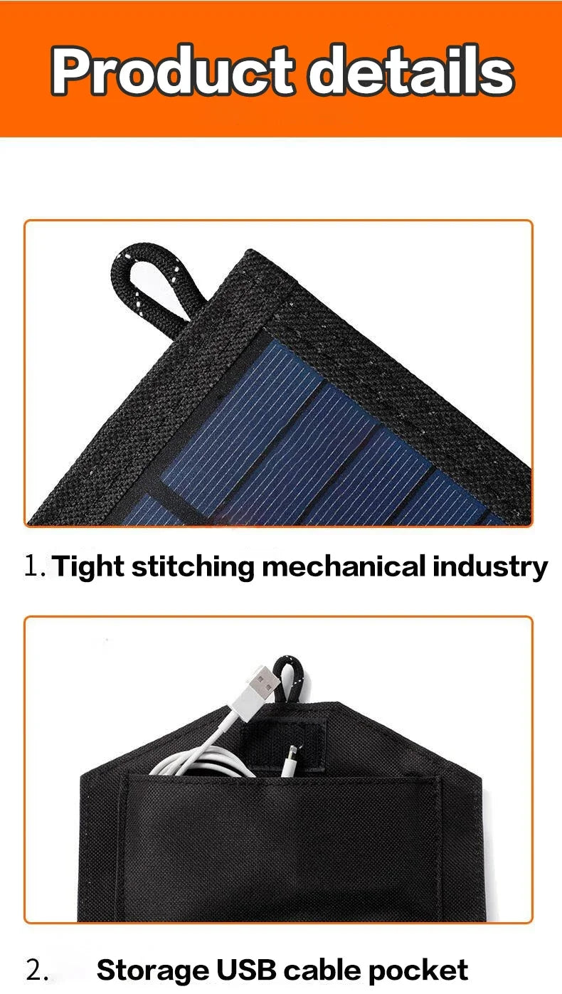 Foldable Solar Panel 20W Portable USB Charger Monocrystalline Outdoor Power