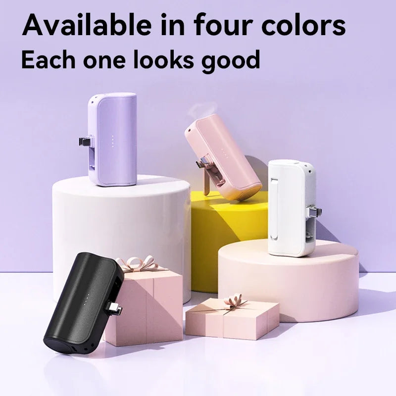 Mini Capsule Power Bank 50000mAh Wireless Fast Charging Portable Charger with Cables