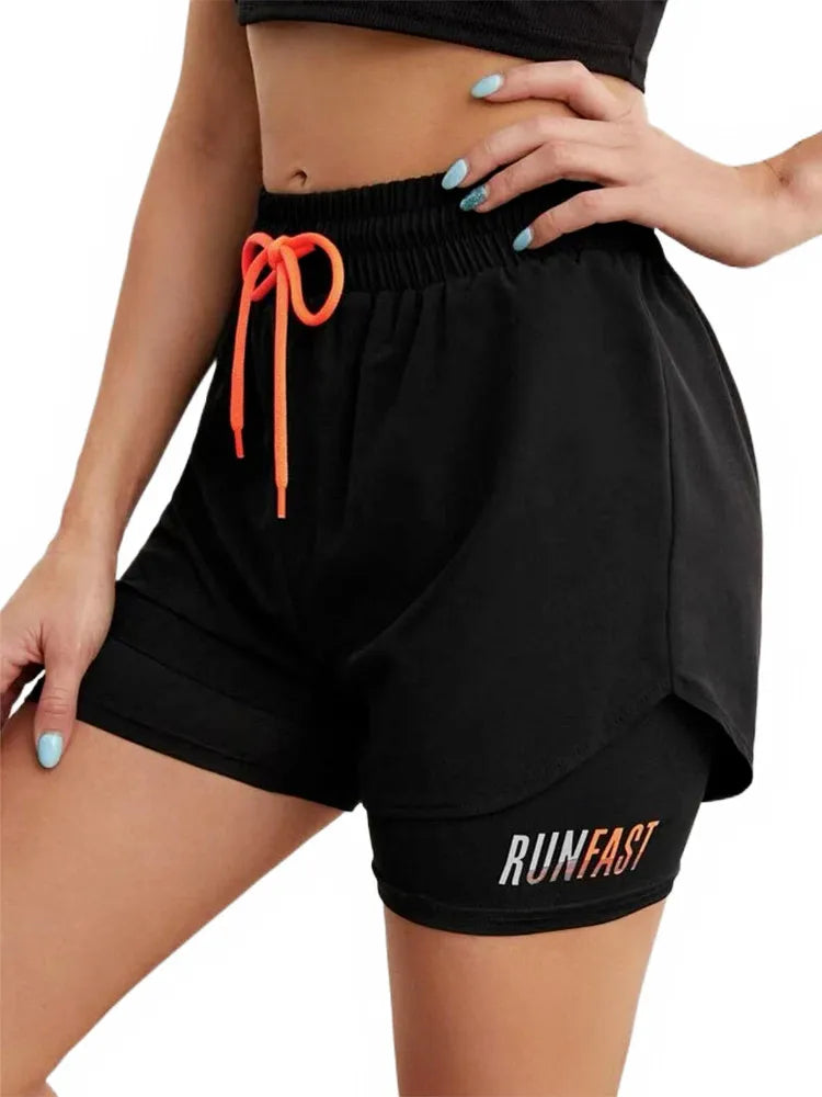MERMAID CURVE Women’s 2-in-1 Quick-Dry Running Shorts – Breathable, Drawstring Waist