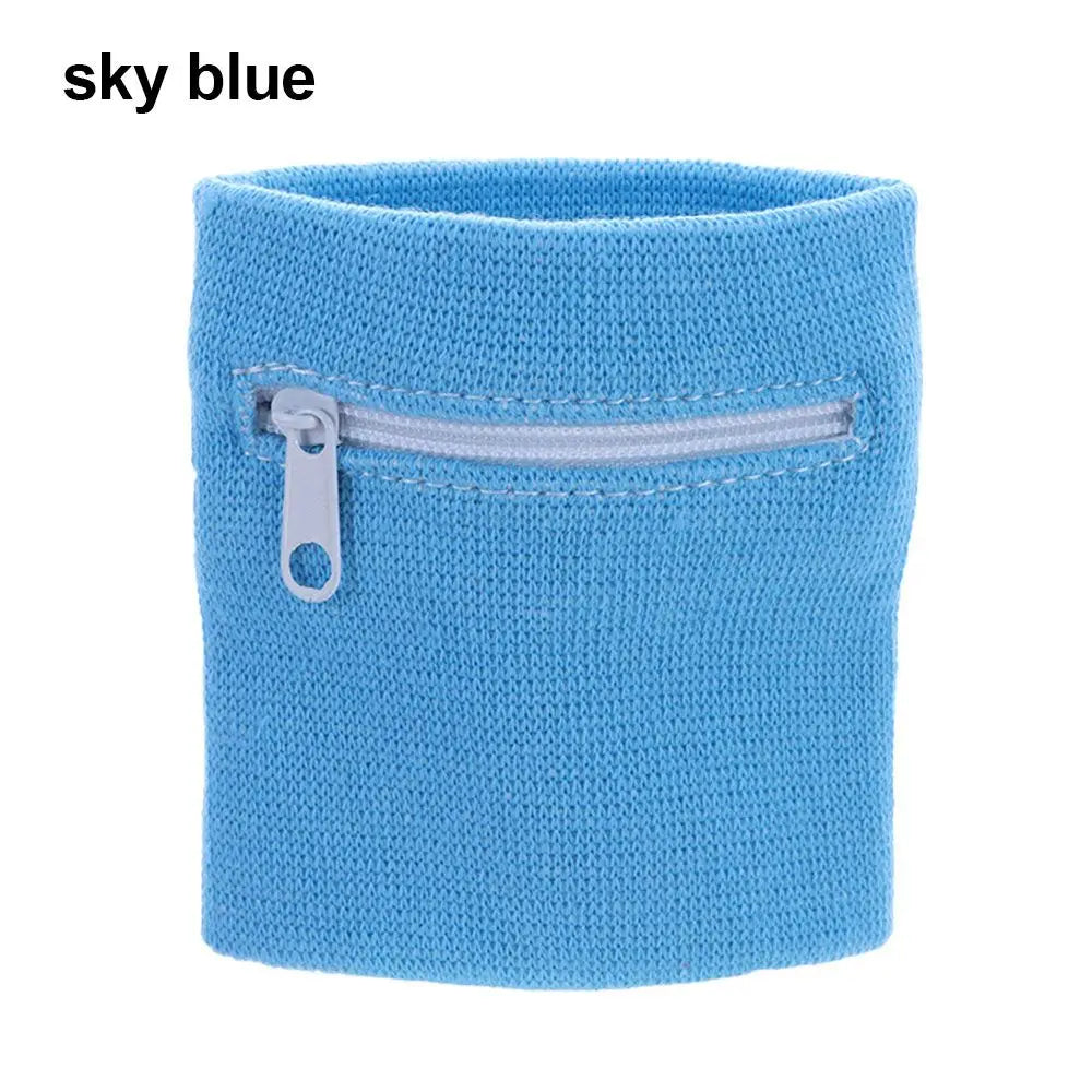 Sports Wristband with Zipper Pocket – Sweatband & Key Holder for Running, Cycling, Travel