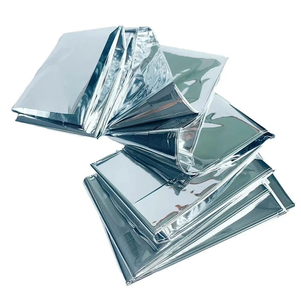 RHINO RESCUE Emergency Thermal Blankets 10 Pack Mylar Space Survival Blanket 1.6 × 2.1m