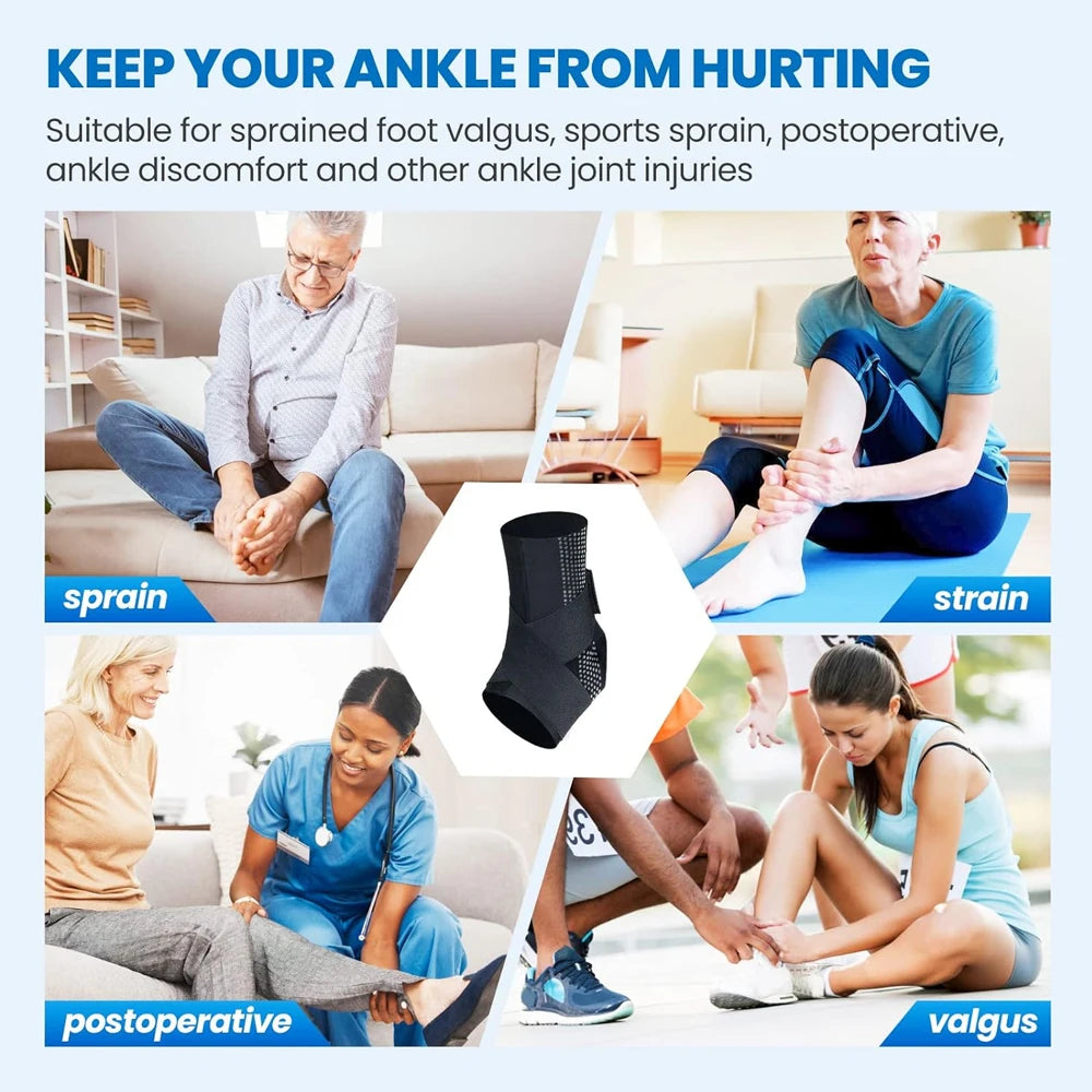 Adjustable Compression Ankle Sleeve, Plantar Fasciitis & Tendonitis Support for Swelling & Sprains