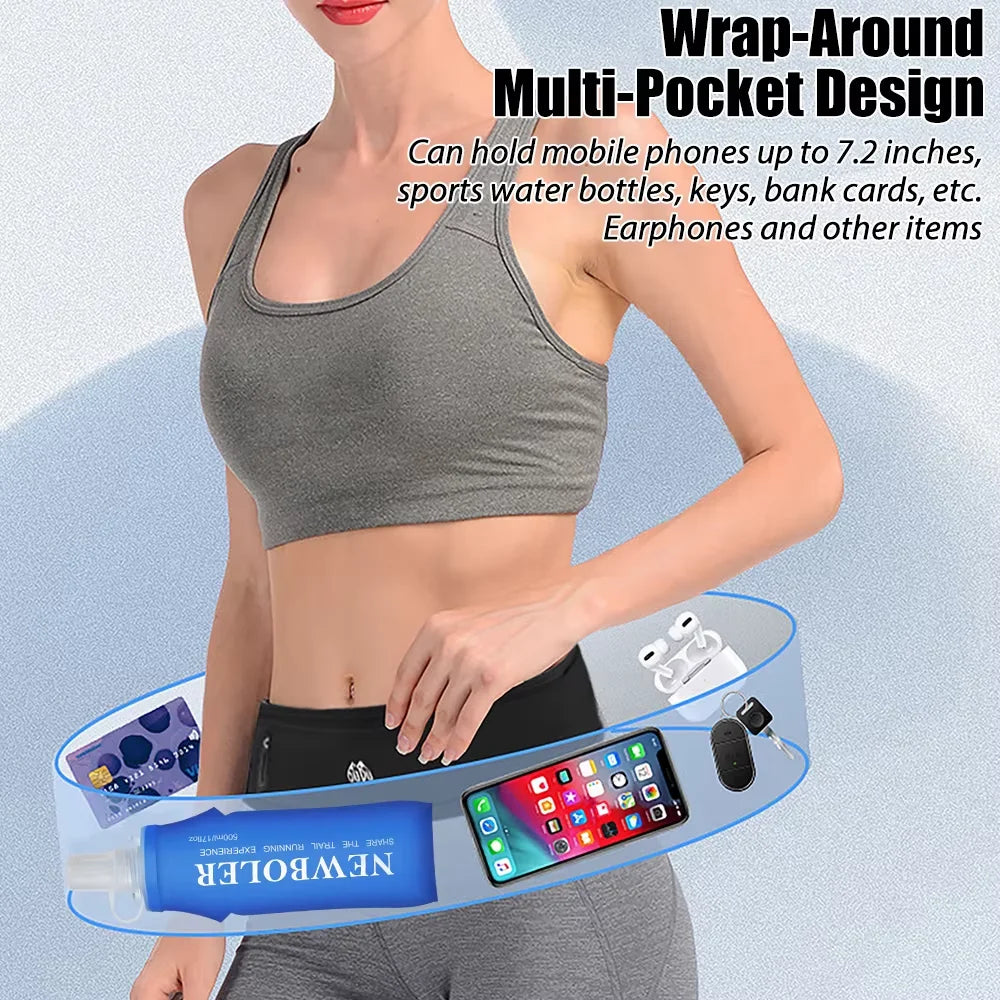 NEWBOLER Sports Fanny Pack Waterproof Running Waist Bag with Bottle Holder