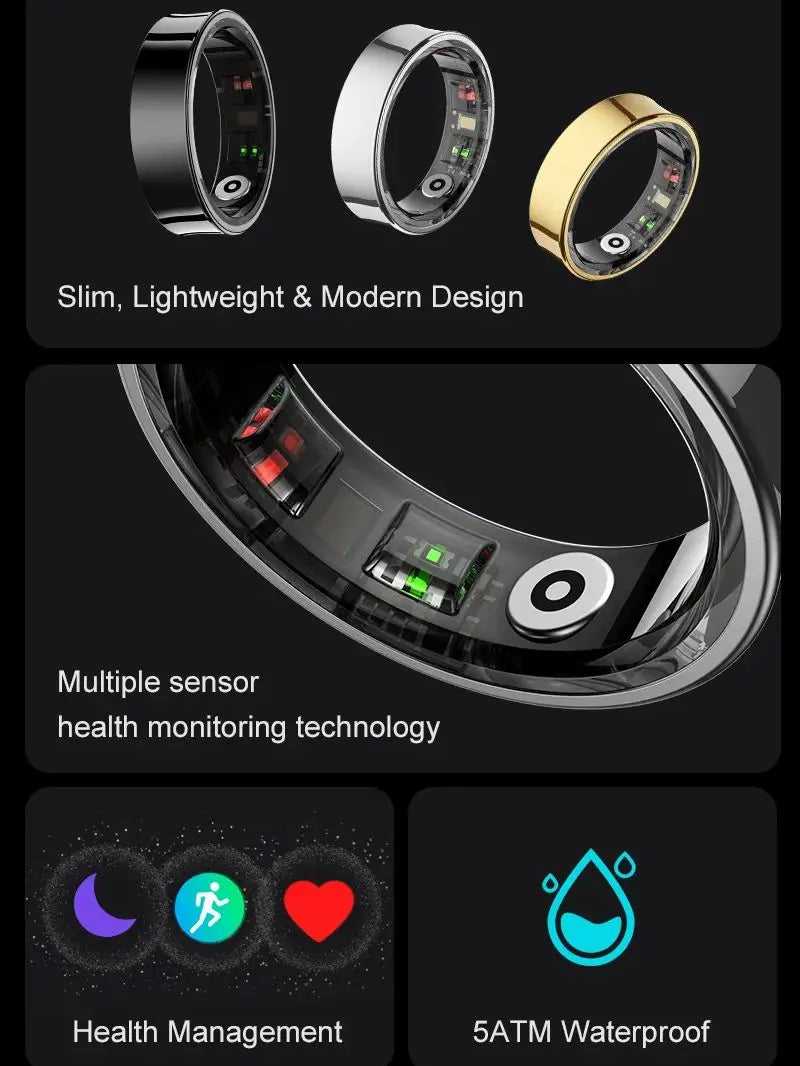 MISIRUN Smart Ring R09 Health & Fitness Monitor with 5ATM Waterproof Design