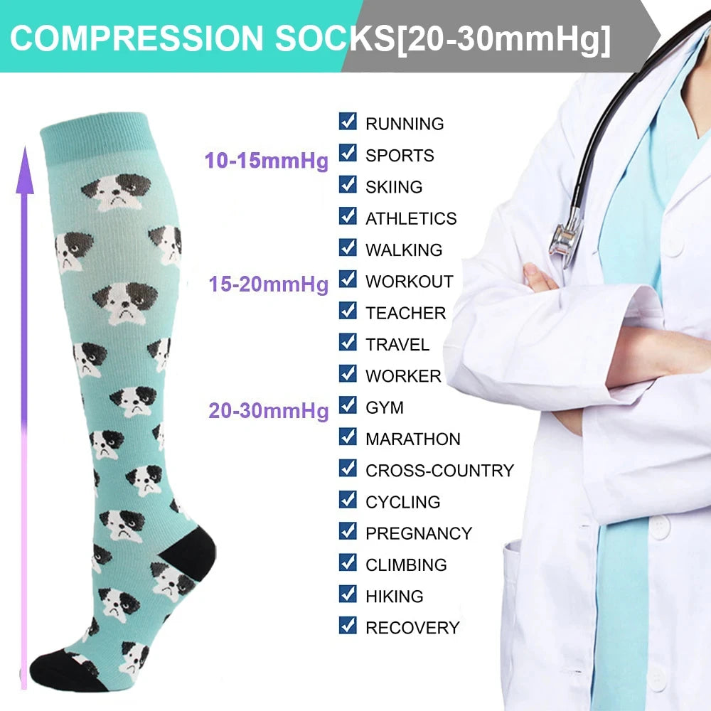 3/5/6 Pairs Compression Socks – Unisex Support for Running, Varicose Veins, Pregnancy & Sports