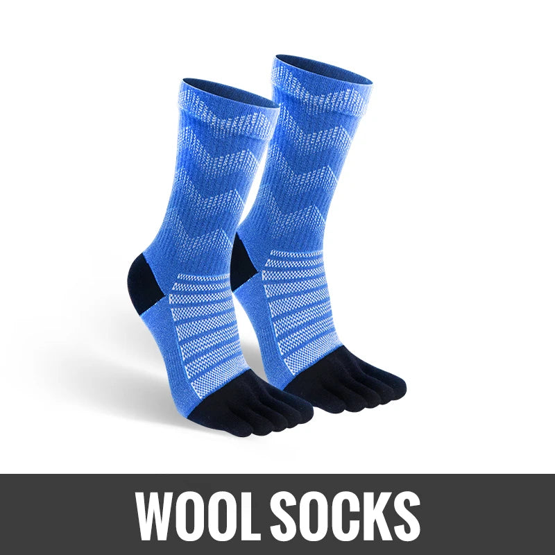 Merino Wool Thermal Toe Socks – Men’s Five-Toe Compression Socks for Hiking, Skiing & Trail Running