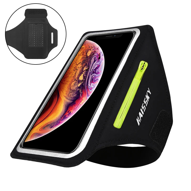 HAISSKY Running Sport Armband with Zipper Pocket for iPhone & Samsung