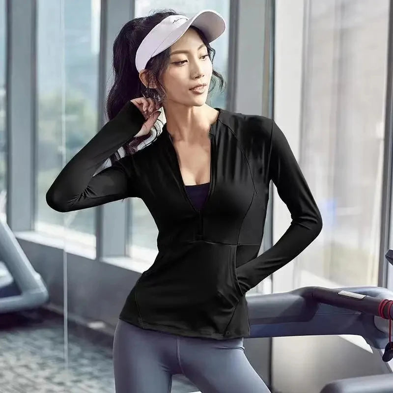 Women's Thumb Jacket 2024 Long Sleeve Quick-Dry Sports Coat
