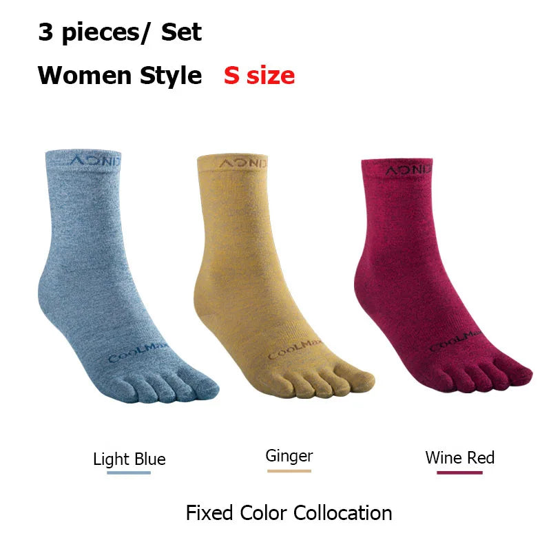 AONIJIE E4830 Five-Toe Running Socks Medium Long Tube Athletic Toe Socks 3-Pack