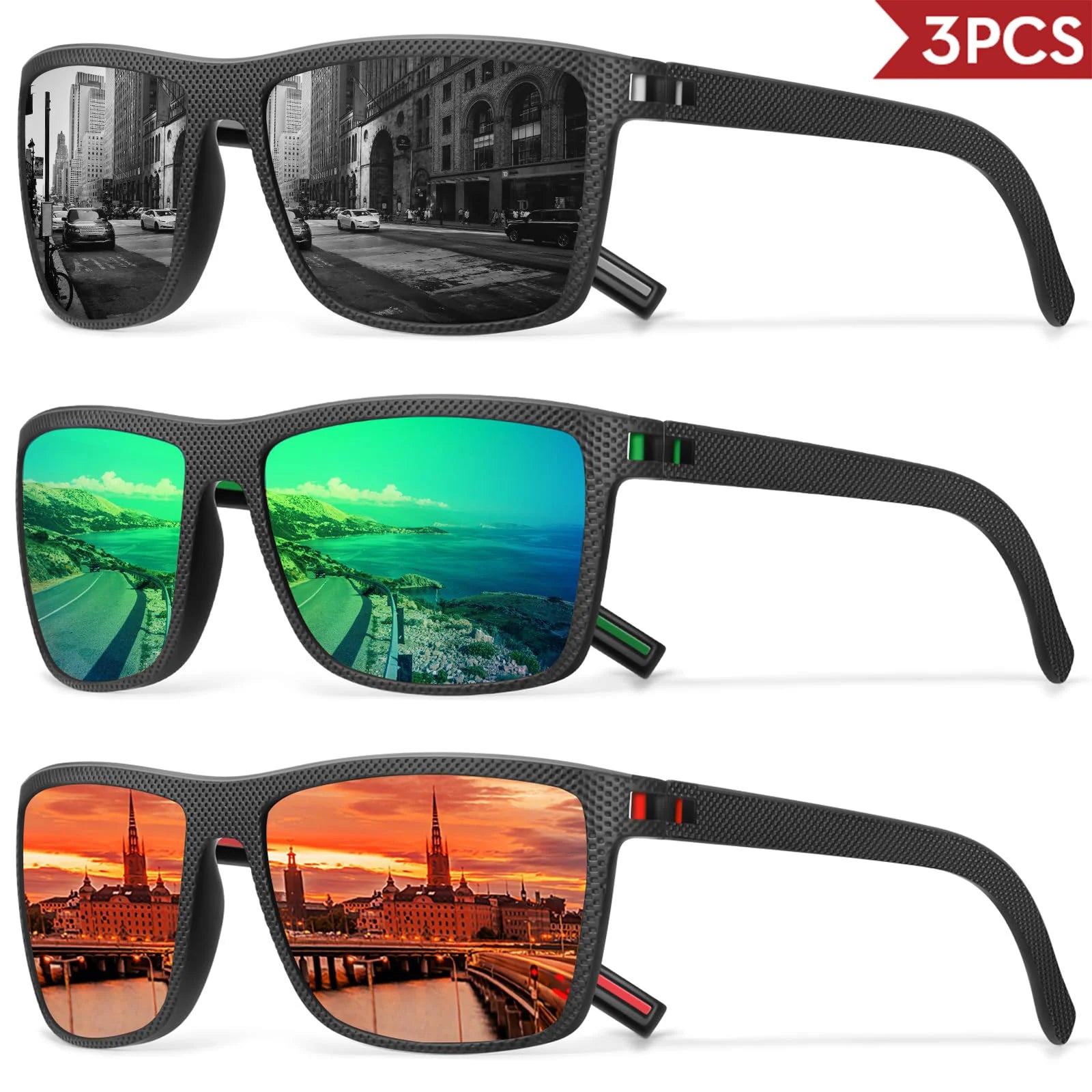 VEGUEROS Polarized Sunglasses UV400 Square Designer Shades for Men & Women
