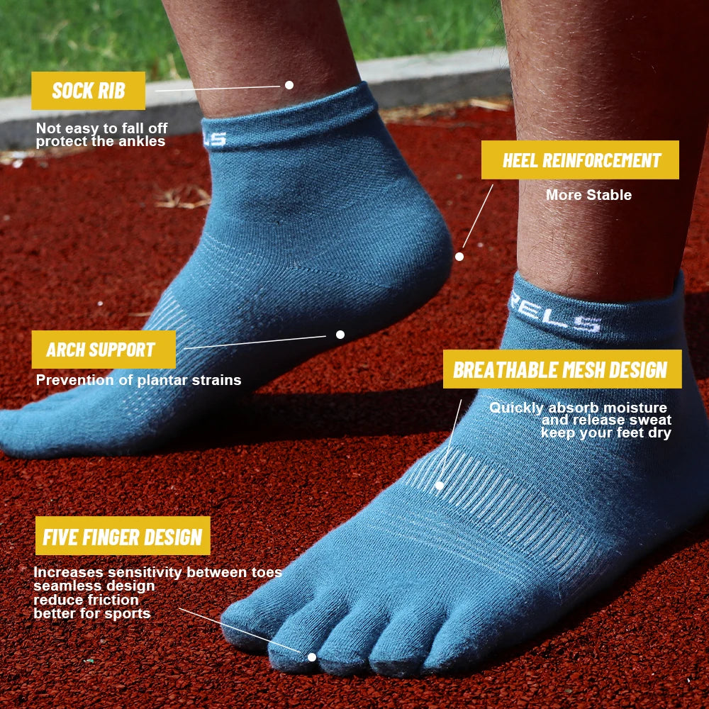 Five-Toe Running Socks – Quick-Dry Sports Toe Socks Unisex (1 or 3 Pairs) Breathable Anti-Blisters