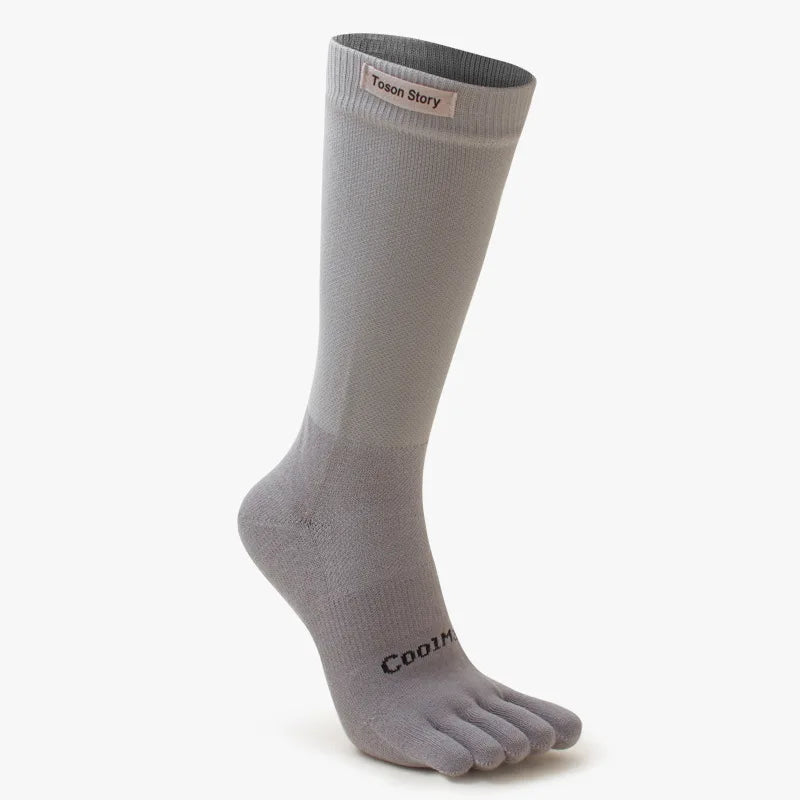 Men’s Five Finger Split Toe Sports Socks Anti-Odour Cotton Knee-High Running Socks
