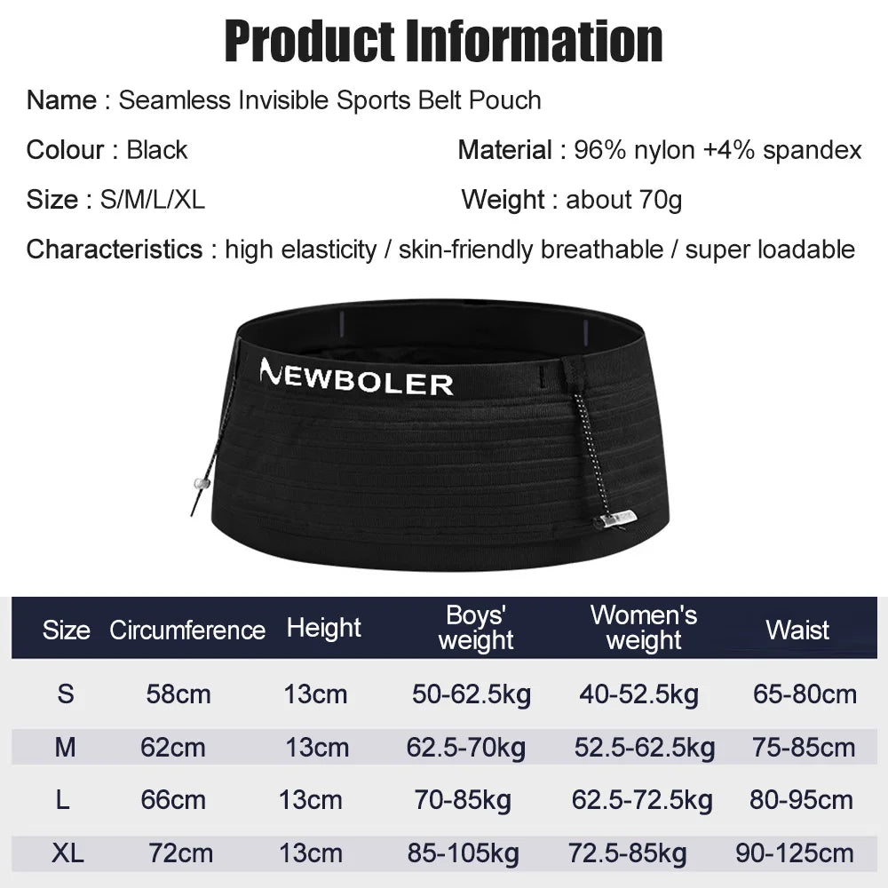 NEWBOLER Lightweight Elastic Sports Waist Bag for Running & Triathlon