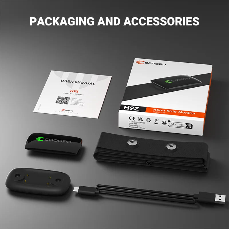 COOSPO H9Z Bluetooth 5.0 Heart Rate Monitor Chest Strap – Rechargeable & Waterproof