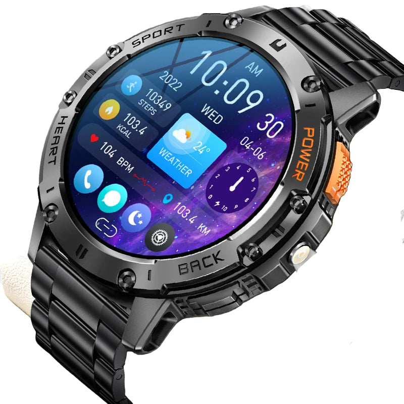 SUNKTA AMOLED Smart Watch for Men with Bluetooth Call, Fitness Tracking & Flashlight