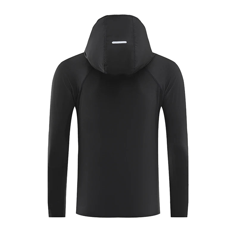 Men’s Lightweight Running Jacket with Hood, Reflective, Quick-Dry for Outdoor Sports, Breathable