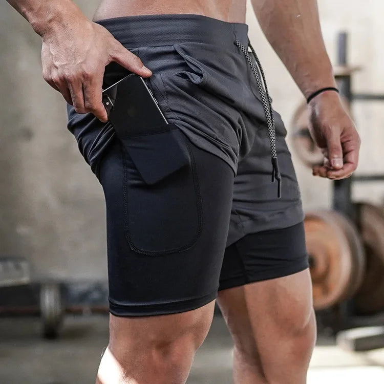 GACAYALL Men’s Camo Running Shorts 2-in-1 Quick Dry Gym Training Shorts