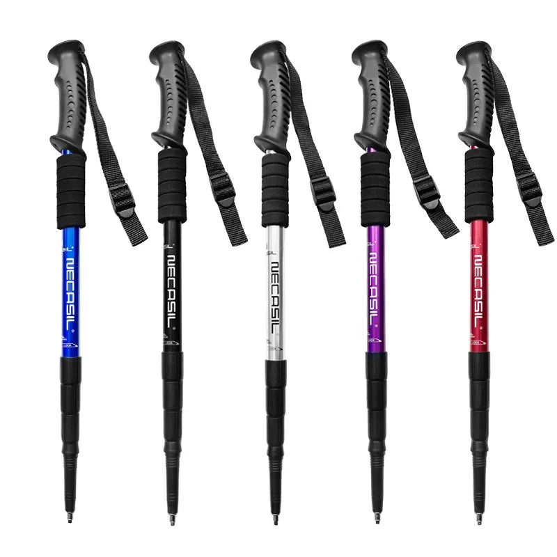 Ultralight Adjustable Trekking Poles Aluminium Alloy Folding Hiking Sticks 2PCS