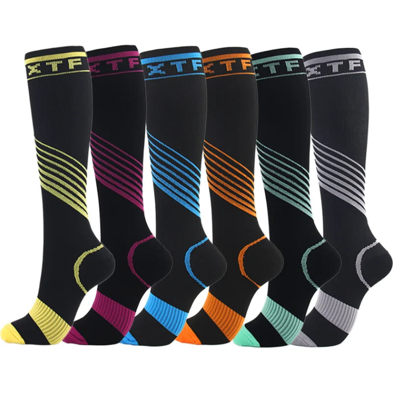 3/5/6 Pairs Compression Socks – Unisex Support for Running, Varicose Veins, Pregnancy & Sports