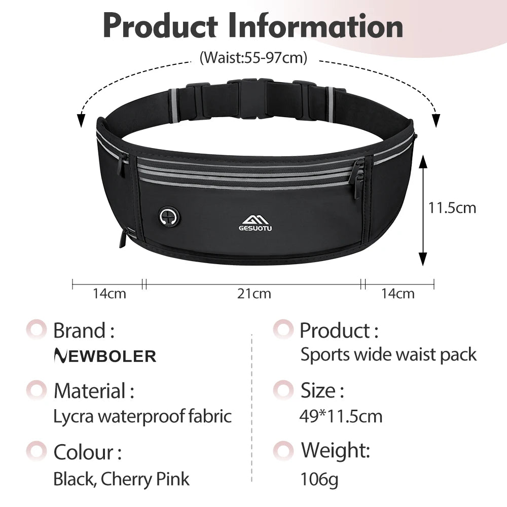 NEWBOLER Professional Running Waist Bag – Lightweight Sports Belt Pouch