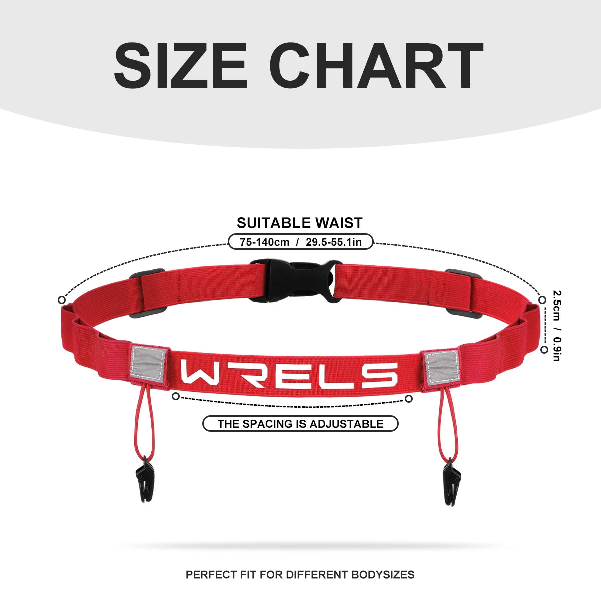 WRELS Race Number Belt Adjustable Elastic Triathlon Running Waist Strap