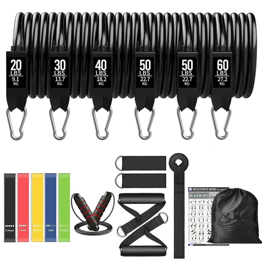 Workout Bar & Resistance Bands Set – Full Body Strength Training for Home & Gym