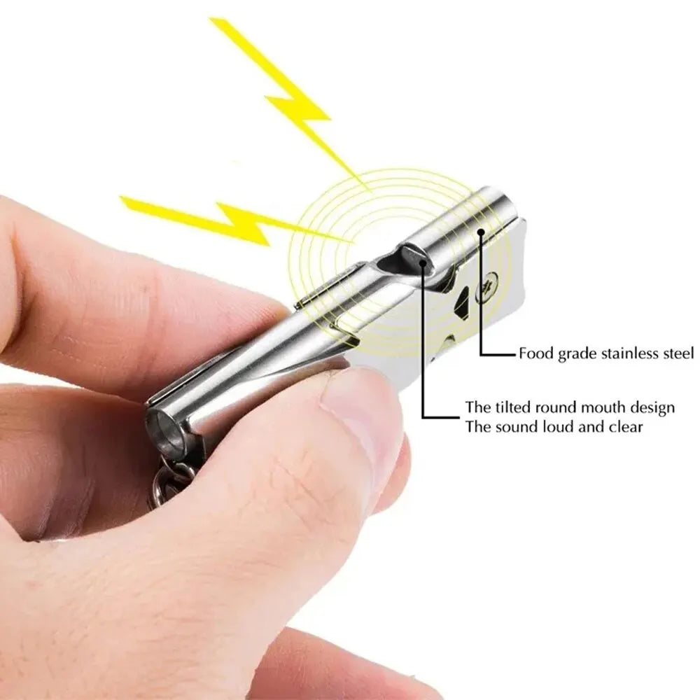 Double Pipe Survival Whistle Keychain 180dB Emergency Outdoor Tool