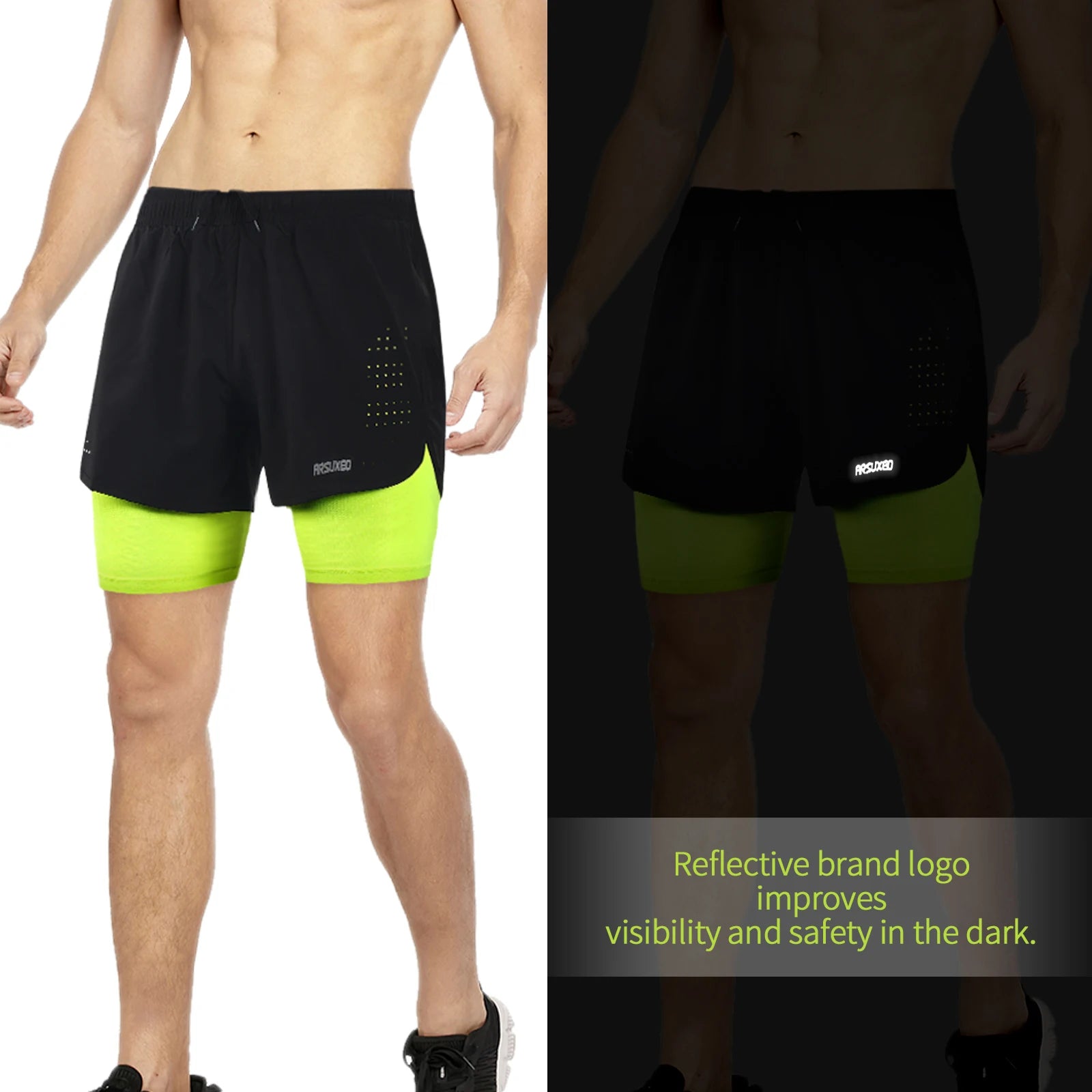 ARSUXEO Men's 2-in-1 Running Shorts with Compression Liner Quick Dry Gym Training Shorts