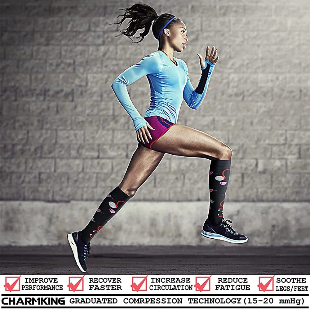 3/5/6 Pairs Compression Socks – Unisex Support for Running, Varicose Veins, Pregnancy & Sports