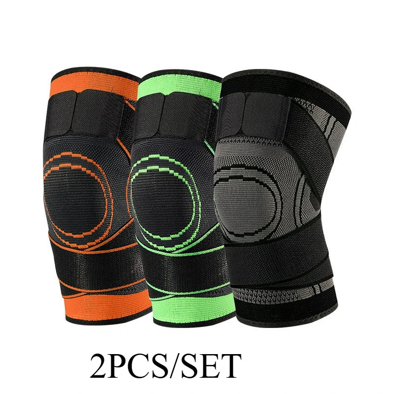 2-Pack Knee Compression Sleeves with Adjustable Straps | Support for Running and Sports
