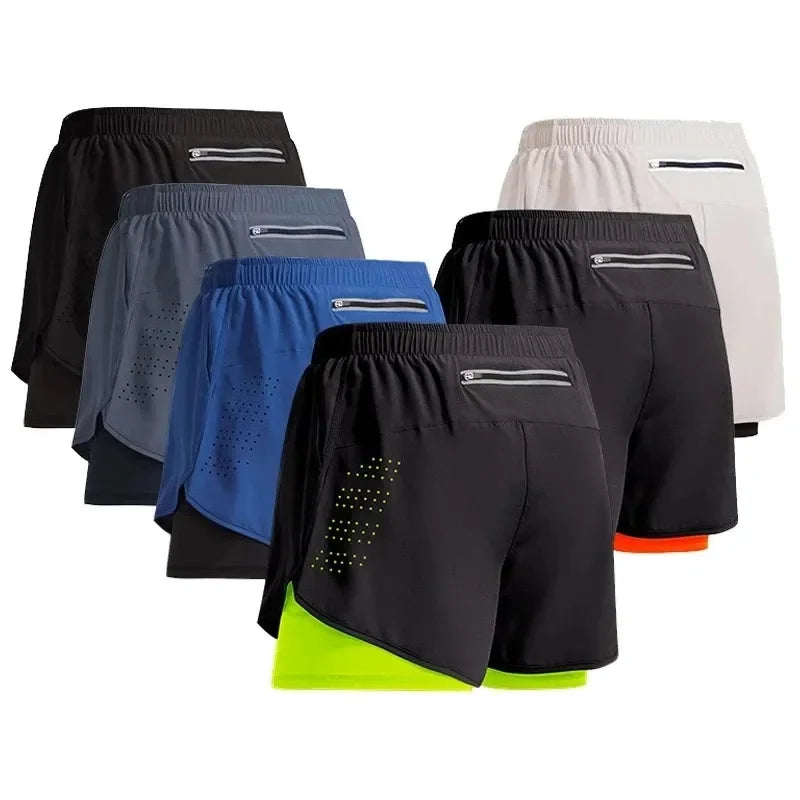 Men's 2-in-1 Double-Decker Sports Shorts – Quick-Dry Gym & Running Activewear