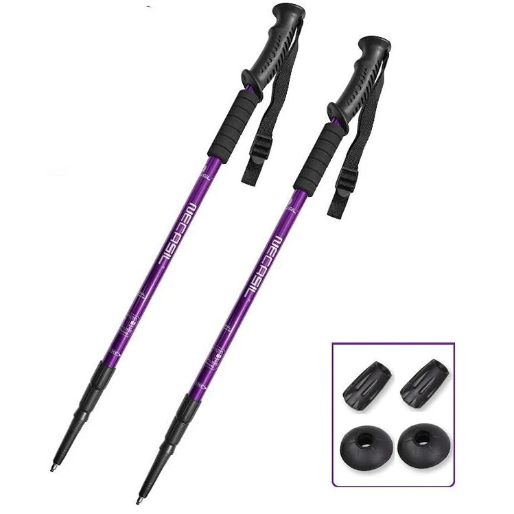 Ultralight Adjustable Trekking Poles Aluminium Alloy Folding Hiking Sticks 2PCS