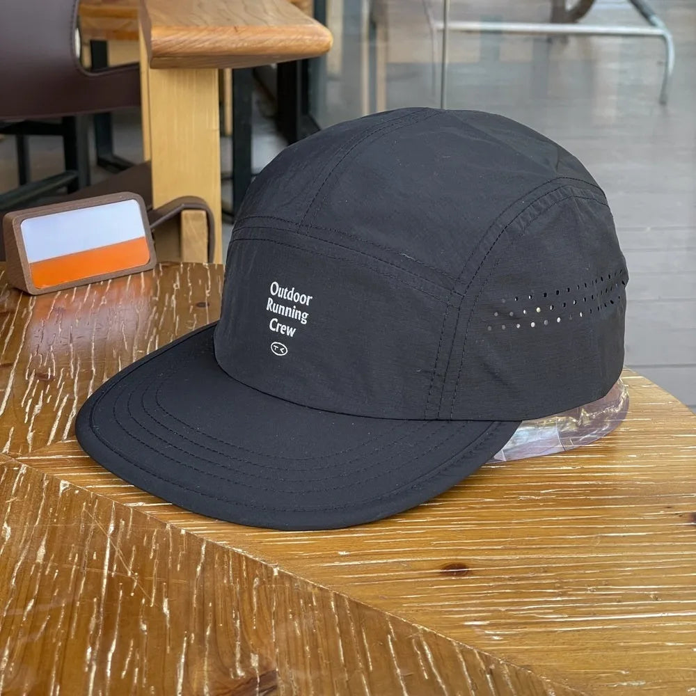 Colour Block 5 Panel Baseball Cap Embroidered Letter Quick Dry Breathable Sports Hat