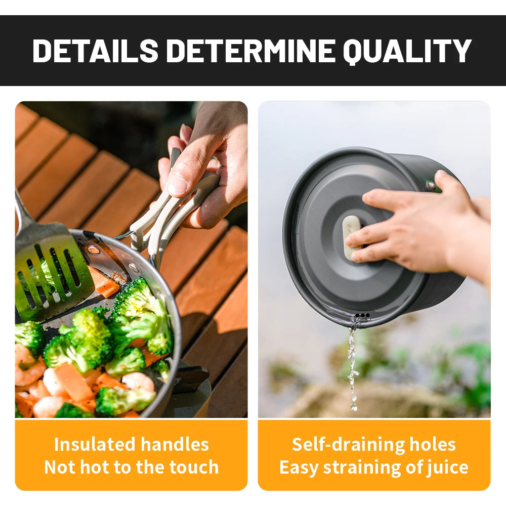 NATUREHIKE Camping Cookware Kit Portable Frying Pan Kettle Outdoor Cooking Set