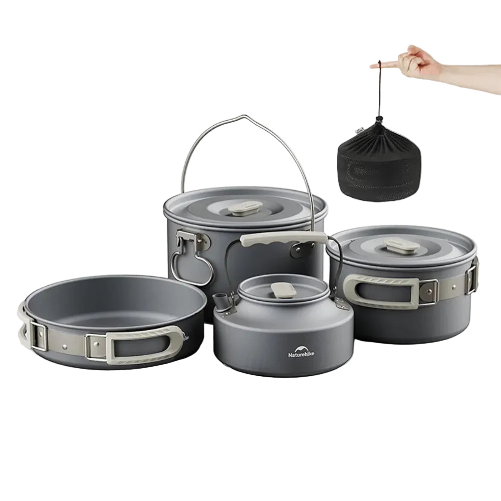 NATUREHIKE Camping Cookware Kit Portable Frying Pan Kettle Outdoor Cooking Set