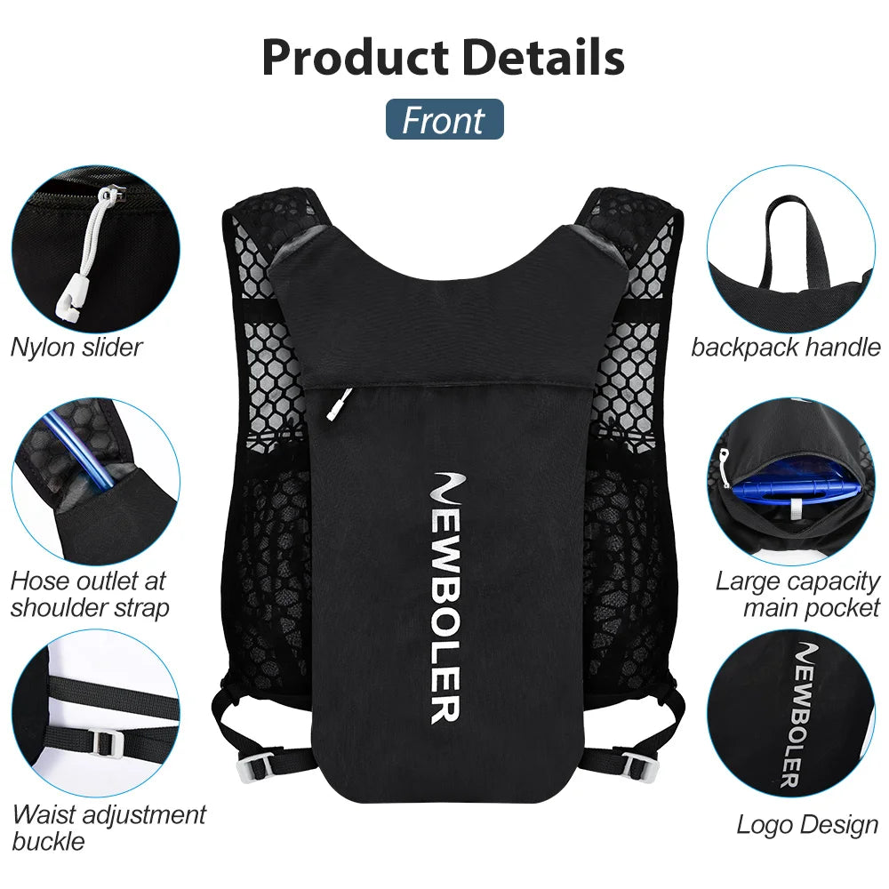 NEWBOLER Ultralight Trail Running Hydration Vest Backpack with Bottle