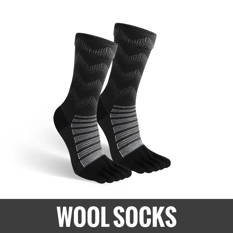 Merino Wool Thermal Toe Socks – Men’s Five-Toe Compression Socks for Hiking, Skiing & Trail Running