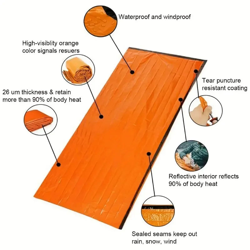Compact Emergency Thermal Sleeping Bag Waterproof Mylar Survival Bivy