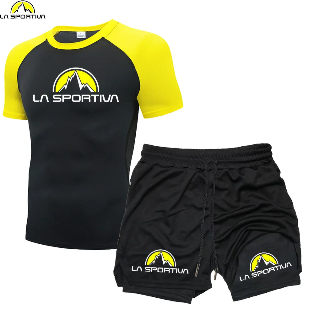 LA SPORTIVA Men’s Compression T-Shirt Set – Quick-Dry Two-Colour Fitness Top
