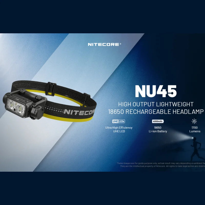 NITECORE NU45 Rechargeable Headlamp – 1700 Lumens, Dual White & Red Light, USB-C Charging
