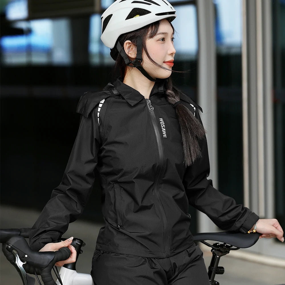 WOSAWE Women’s Cycling Waterproof Jacket – Breathable, Reflective, Hooded Raincoat