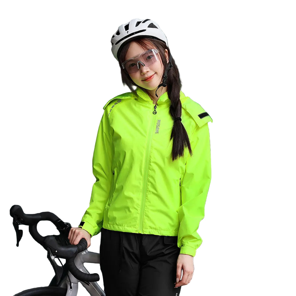 WOSAWE Women’s Cycling Waterproof Jacket – Breathable, Reflective, Hooded Raincoat