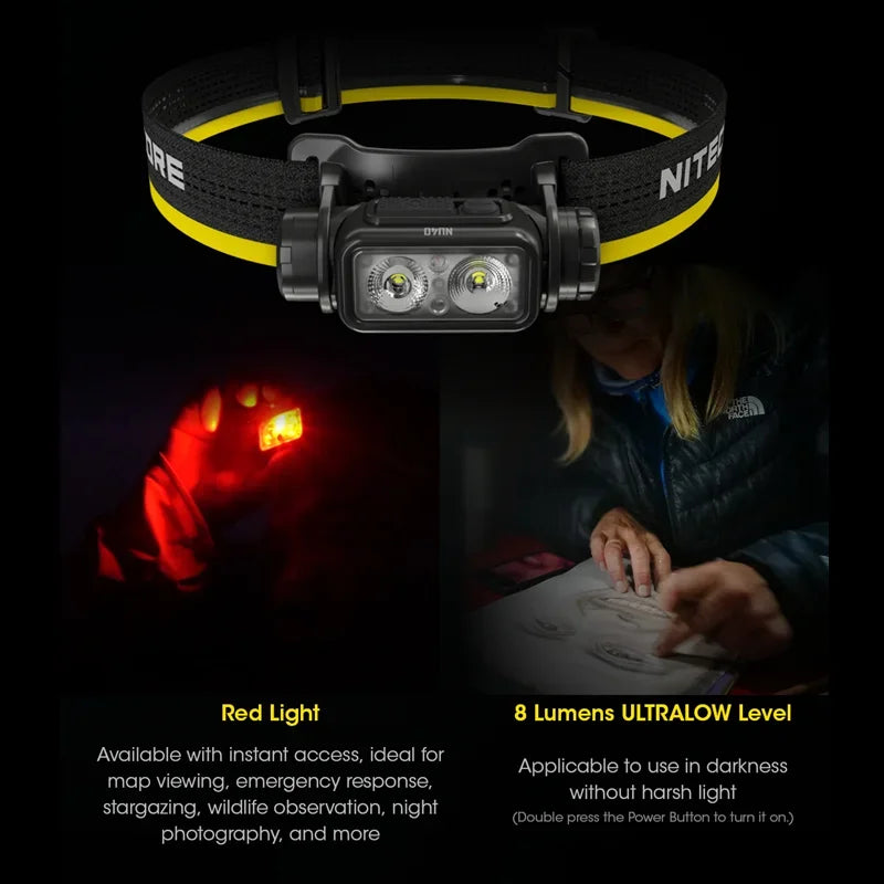 NITECORE NU40 USB-C Rechargeable Headlamp 1000 Lumens Trail Running Camping