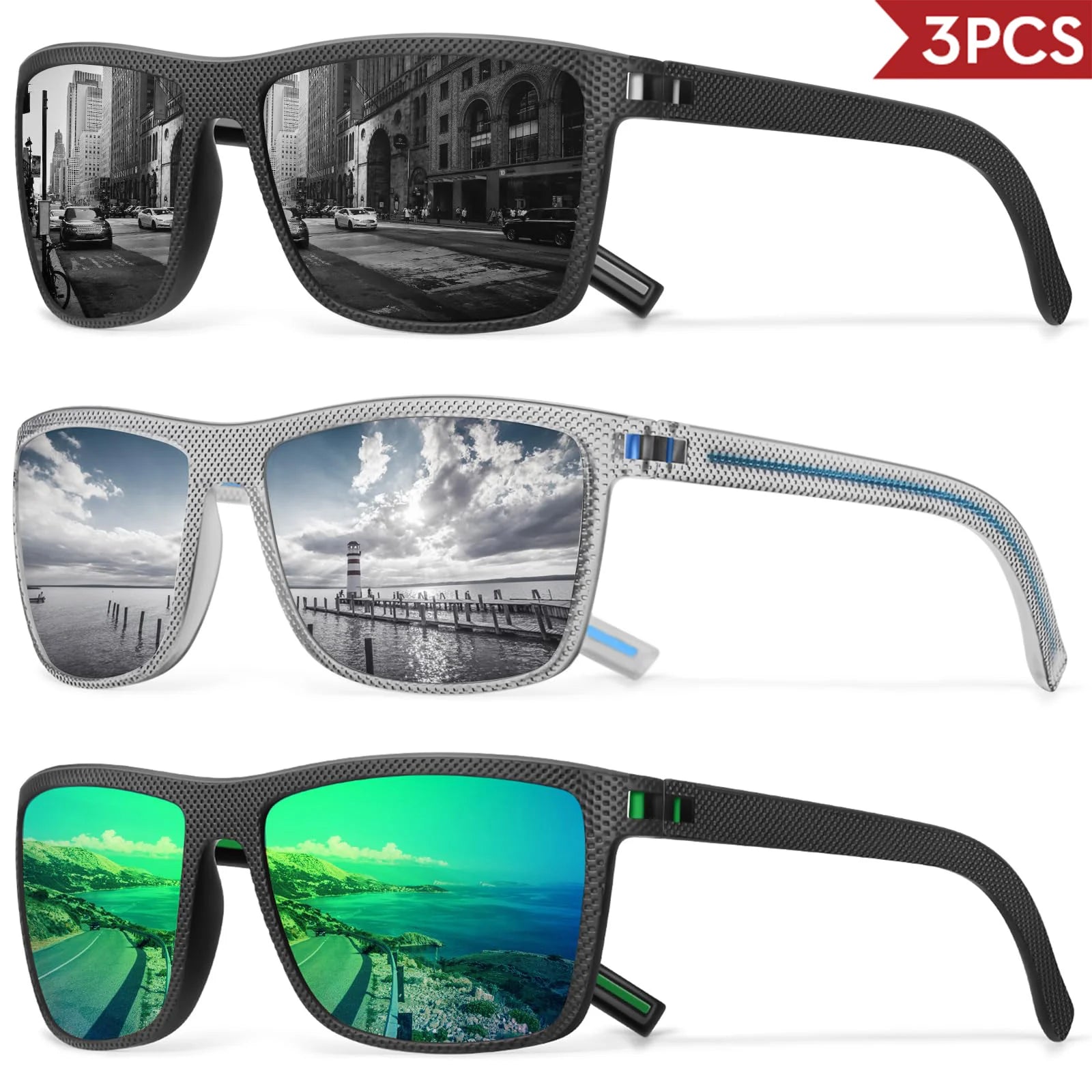 VEGUEROS Polarized Sunglasses UV400 Square Designer Shades for Men & Women