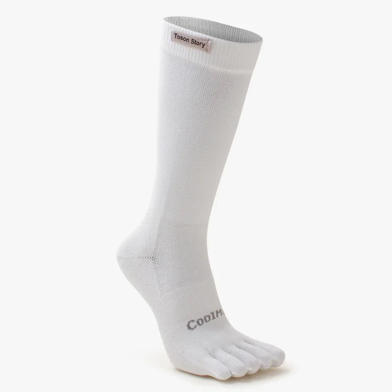 Men’s Five Finger Split Toe Sports Socks Anti-Odour Cotton Knee-High Running Socks