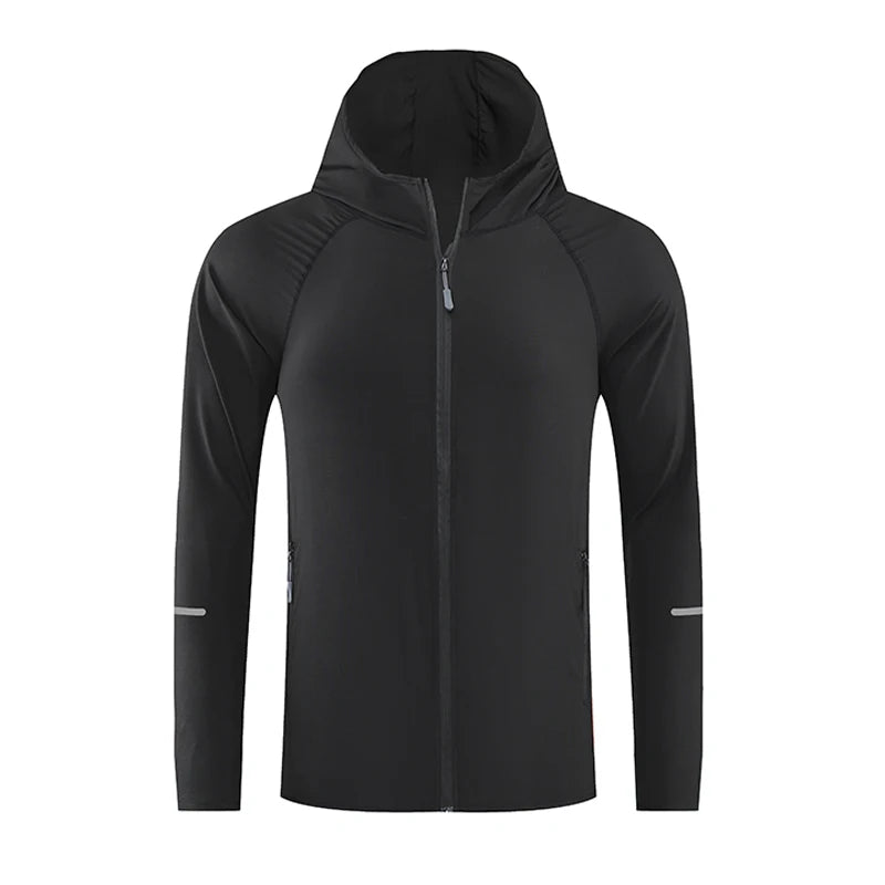 Men’s Lightweight Running Jacket with Hood, Reflective, Quick-Dry for Outdoor Sports, Breathable