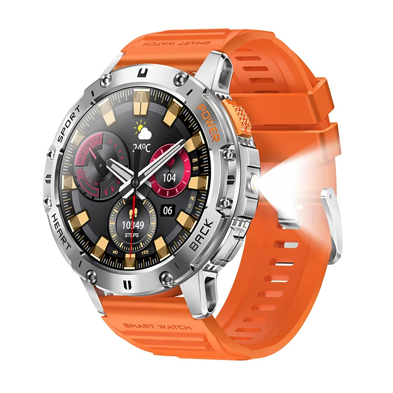 SUNKTA AMOLED Smart Watch for Men with Bluetooth Call, Fitness Tracking & Flashlight