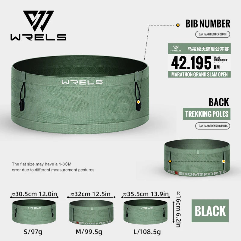 WRELS Running Waist Bag Lightweight Breathable Belt Phone Holder Hydration Pack