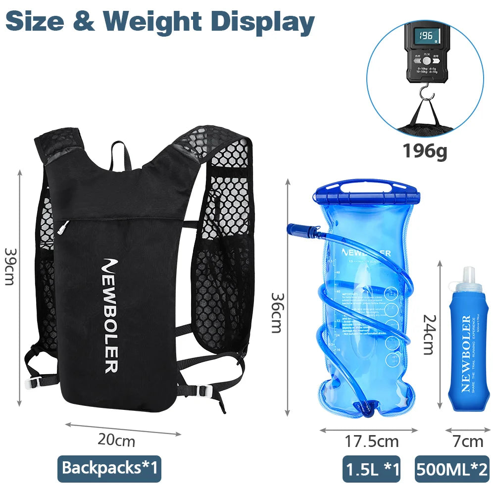 NEWBOLER Ultralight Trail Running Hydration Vest Backpack with Bottle