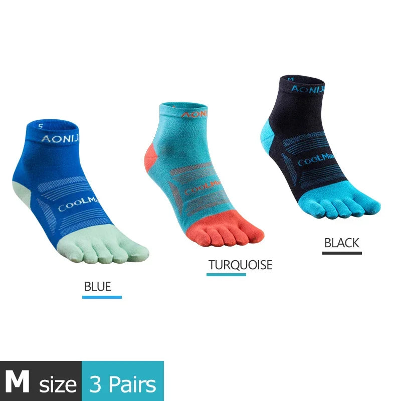 AONIJIE E4801/E4802 Five-Toe Running Socks Low Cut Athletic Toe Socks 3-Pack